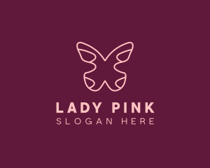 Minimalist Pink Butterfly logo design