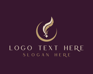 Blogger - Feather Calligraphy Quill logo design