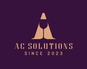 Wine Glass Letter A logo design