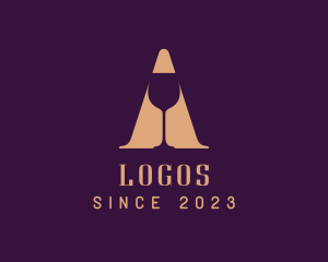 Cocktail - Wine Glass Letter A logo design