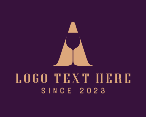 Mocktail - Wine Glass Letter A logo design