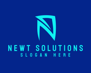 Blue Letter N Technology logo design