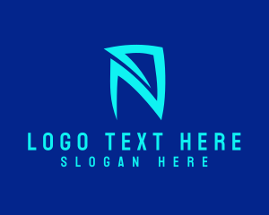 Letter - Blue Letter N Technology logo design