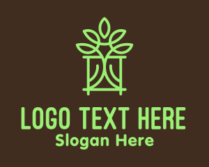 Herb - Green Monoline Plant Pot logo design