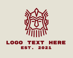 Helmet - Red Viking Character logo design