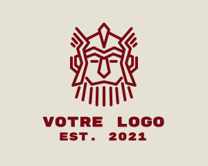 Outline - Red Viking Character logo design