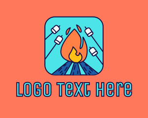 Mobile App - Roast Marshmallow Campfire logo design