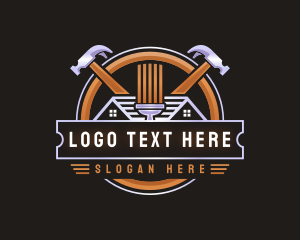 Remodeling - Hammer Construction Paintbrush logo design