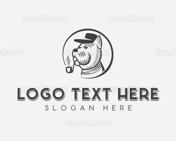 Pipe Smoking Dog Hat Logo