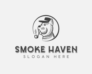 Pipe Smoking Dog Hat logo design