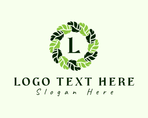 Natural - Leaf Wreath Wellness logo design