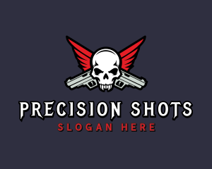 Marksmanship - Skull Pistol Guns logo design