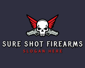 Skull Pistol Guns logo design