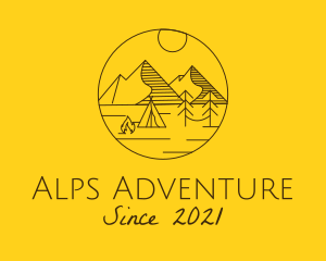 Alps - Campsite Mountain Outdoors logo design