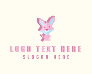 Building Blocks - Isometric Bunny Rabbit logo design