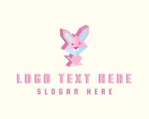 Geometric - Isometric Bunny Rabbit logo design