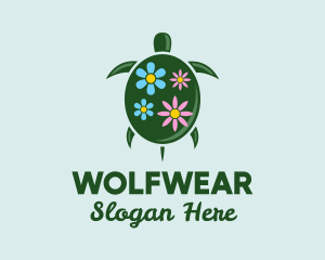 Floral Green Turtle Logo