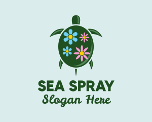 Floral Green Turtle logo design