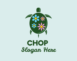 Sea Creature - Floral Green Turtle logo design