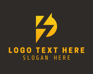 Electricity - Yellow Lightning Letter P logo design