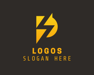 Volt - Yellow Lightning Letter P logo design
