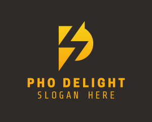 Yellow Lightning Letter P logo design