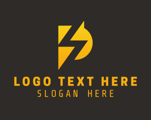 Voltaic - Yellow Lightning Letter P logo design