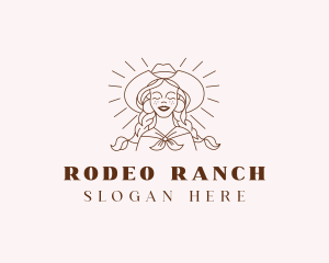 Western Cowgirl Woman logo design