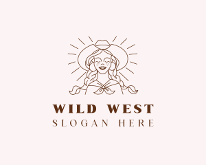 Western Cowgirl Woman logo design