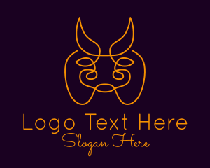 Zodiac Sign - Orange Bull Animal logo design