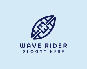 Surfboard - Surfing Shortboard Letter E logo design