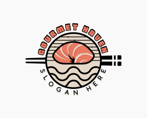 Salmon Sushi Cuisine logo design