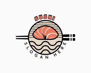 Salmon Sushi Cuisine logo design