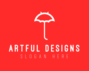 Devil Umbrella Line Art logo design