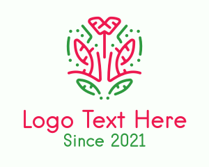 Leaf - Dotted Flower Lines logo design