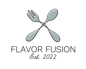 Recipe - Spoon Fork Food Utensil logo design