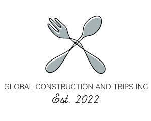 Cooking - Spoon Fork Food Utensil logo design