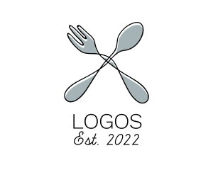 Eating House - Spoon Fork Food Utensil logo design