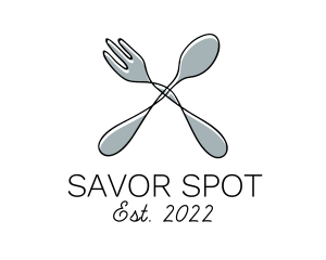 Lunch - Spoon Fork Food Utensil logo design
