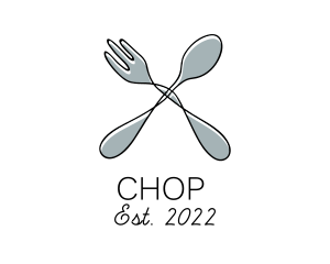 Lunch - Spoon Fork Food Utensil logo design