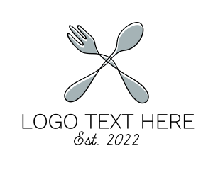 Handdrawn - Spoon Fork Food Utensil logo design