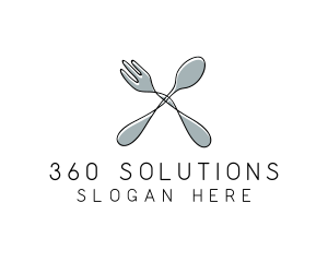 Spoon Fork Food Utensil logo design