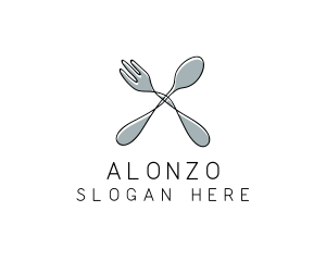 Spoon Fork Food Utensil logo design