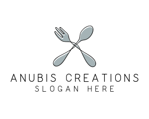 Spoon Fork Food Utensil logo design