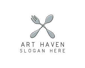 Spoon Fork Food Utensil logo design