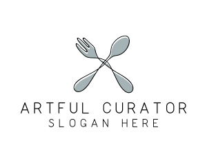 Spoon Fork Food Utensil logo design