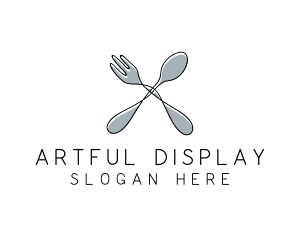 Spoon Fork Food Utensil logo design