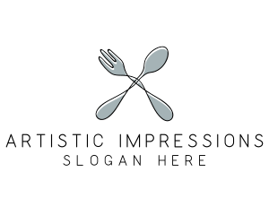 Spoon Fork Food Utensil logo design