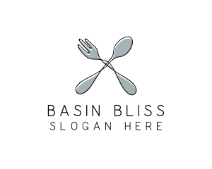 Spoon Fork Food Utensil logo design