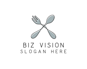 Spoon Fork Food Utensil logo design